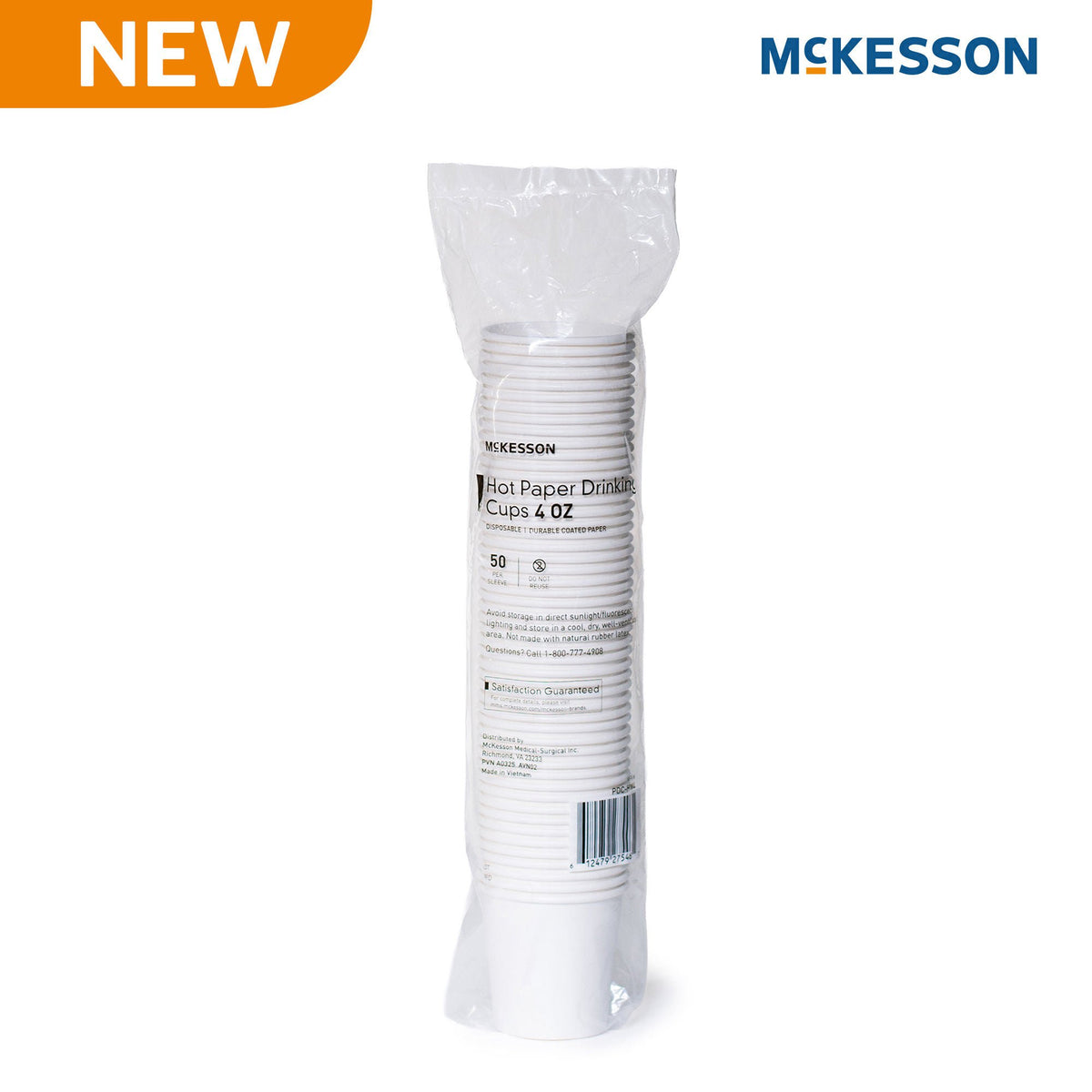 McKesson Paper Drinking Cup for Hot Beverages, White, 4-ounce Capacity, CS/1000