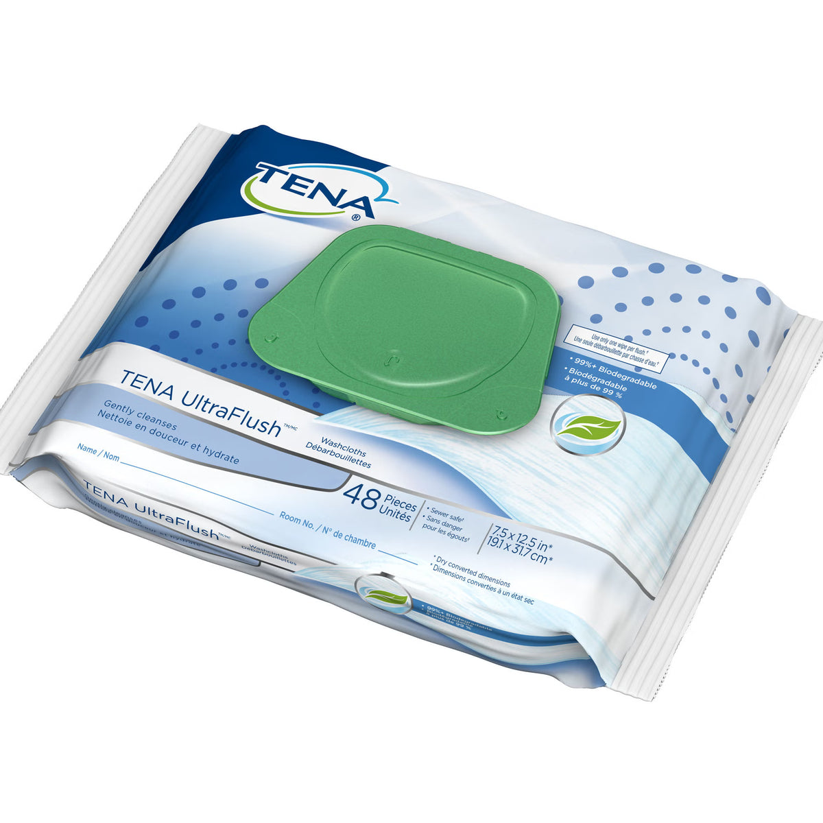 Tena UltraFlush Flushable Personal Wipes, PK/48