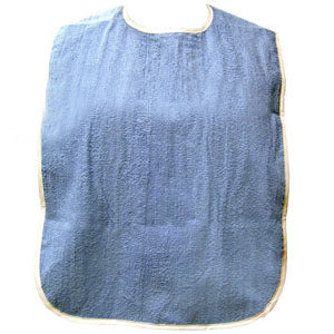 Adult Bib with Velcro Closure and Vinyl Backing, Blue, 18" x 30"