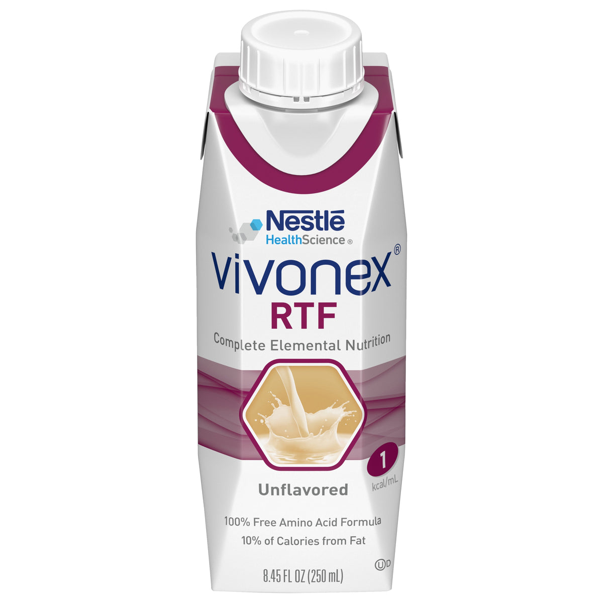 Vivonex RTF Elemental Diet Unflavored Liquid 8 oz. Reclosable Tetra Prisma Carton
