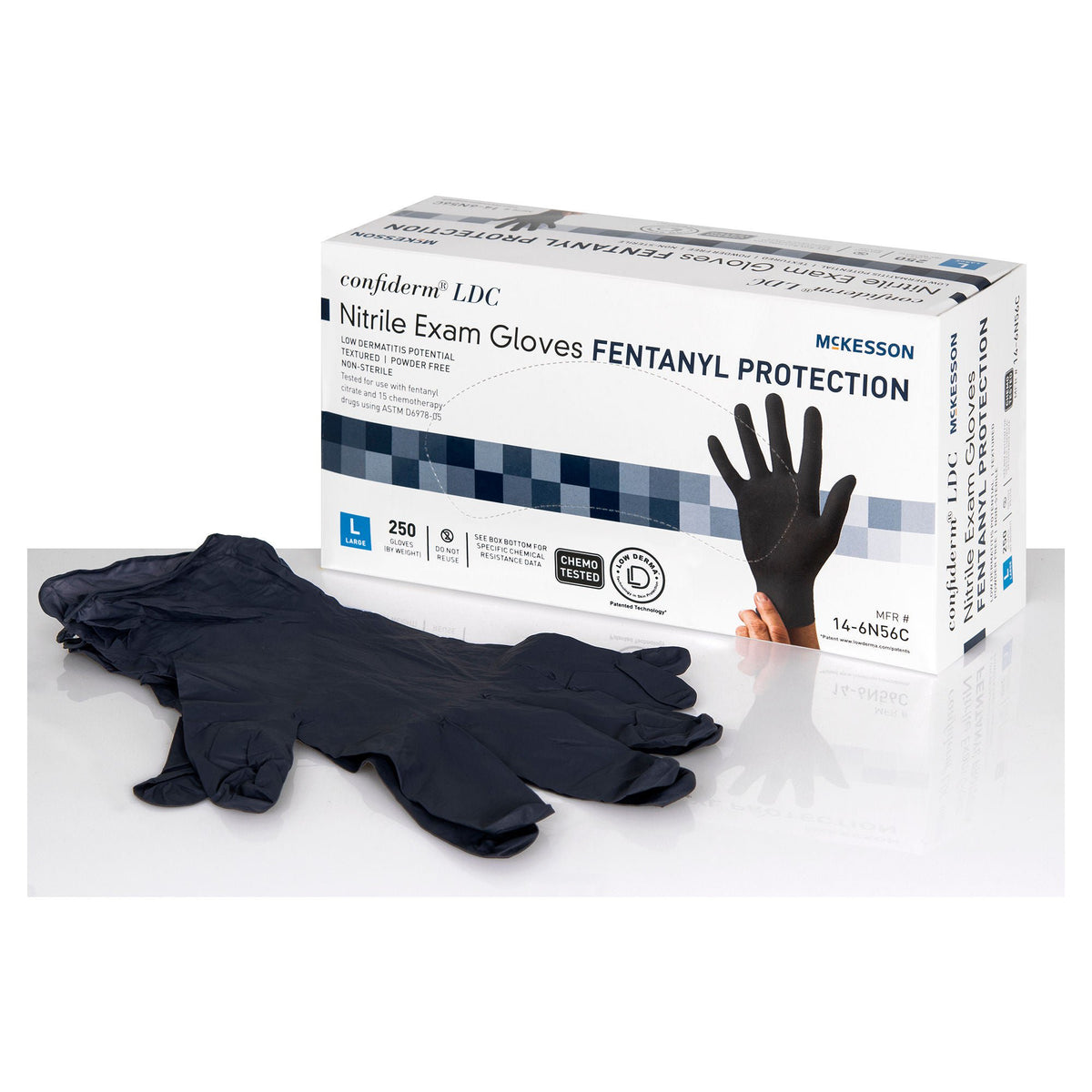 McKesson Confiderm® LDC Nitrile Exam Glove, Large, Black, BX/250