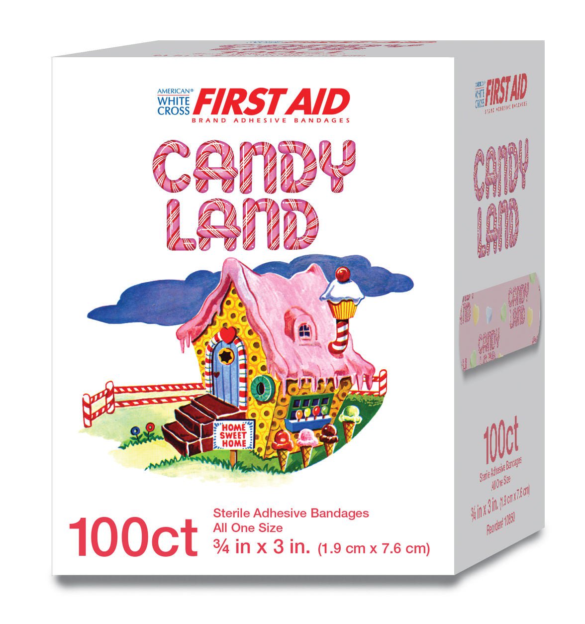 American® White Cross Stat Strip® Candy Land Adhesive Strip, ¾ x 3 Inch, BX/100