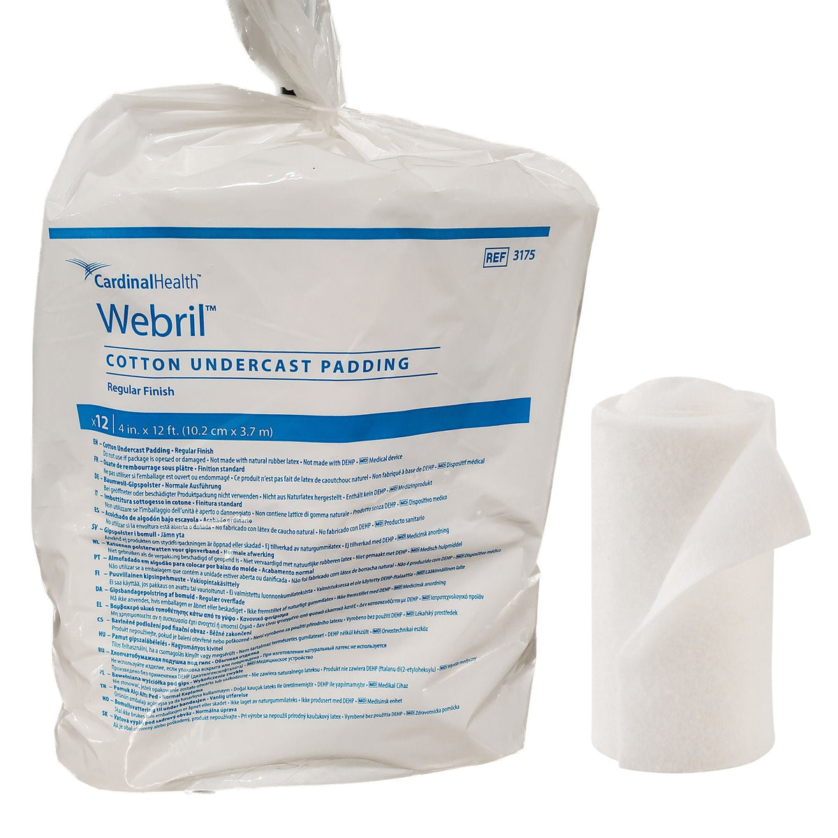 Webril™ Undercast Cotton Cast Padding, 4 Inch x 4 Yard, BG/12