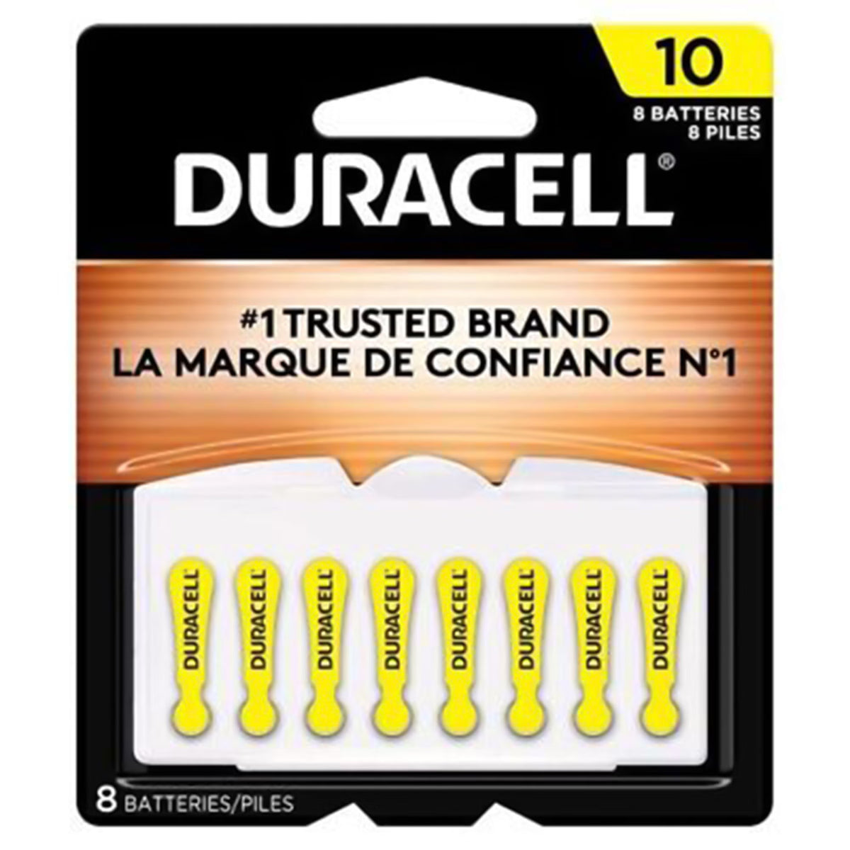 Duracell® Zinc Air Battery for Hearing Aids, 1.4 volt, Yellow Size, Eight Pack, PK/1