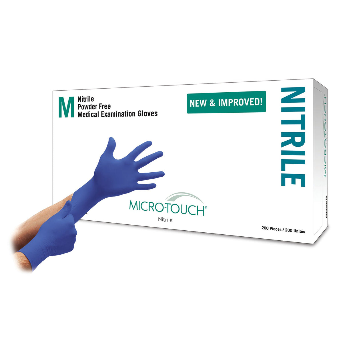 Micro-Touch® Nitrile Exam Glove, Medium, Blue, BX/1