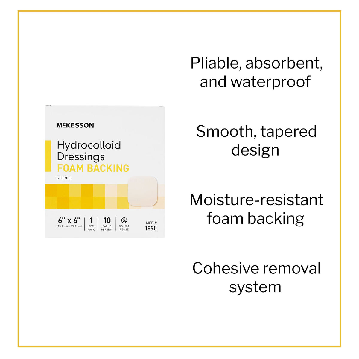 McKesson Hydrocolloid Dressing, 6 x 6 Inch