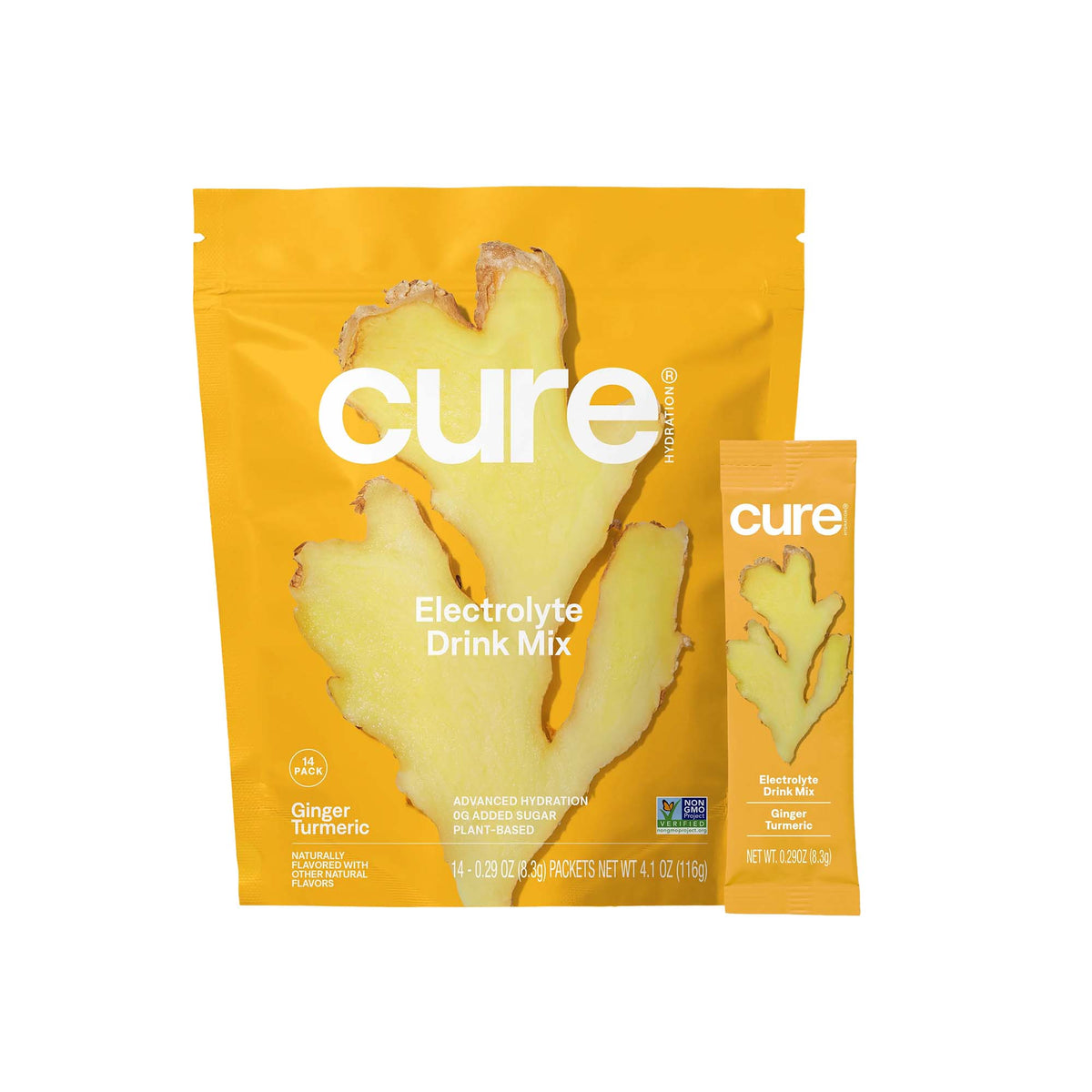 Cure Electrolyte Drink Mix, Ginger Turmeric, 7.7-gram Packets, PK/14