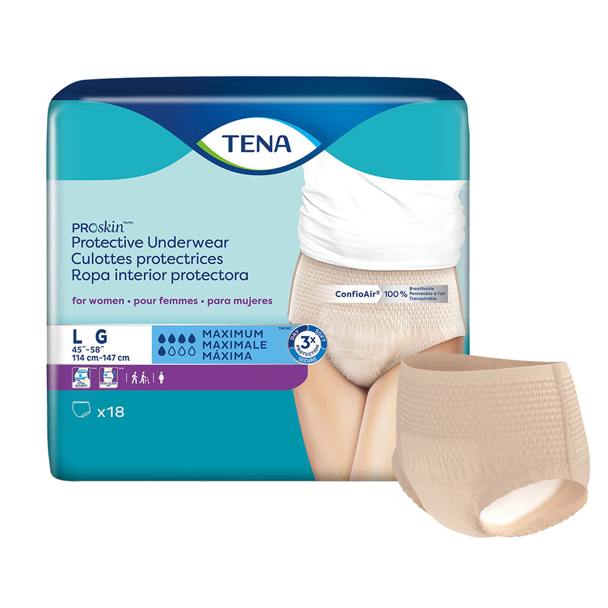 Tena® ProSkin™ Maximum Absorbent Underwear for Women, Large, BG/18