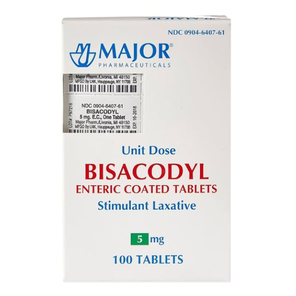 Major® Bisacodyl USP Laxative, BX/100