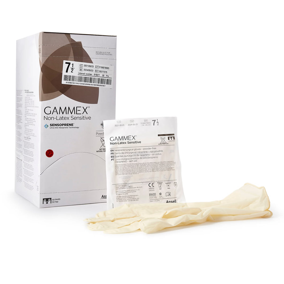 Gammex® Non-Latex Sensitive Polychloroprene Surgical Glove, Size 7-1/2, Cream, BX/50