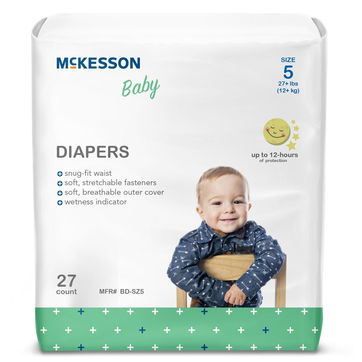 McKesson Baby Diaper, Size 5 for Toddlers weighing 27+ lbs., BG/1