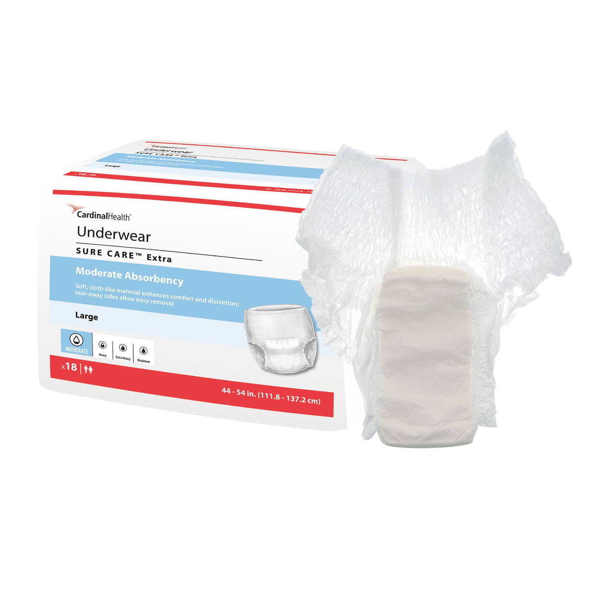 Sure Care™ Extra Moderate Absorbency Incontinence Underwear, Large, BG/18
