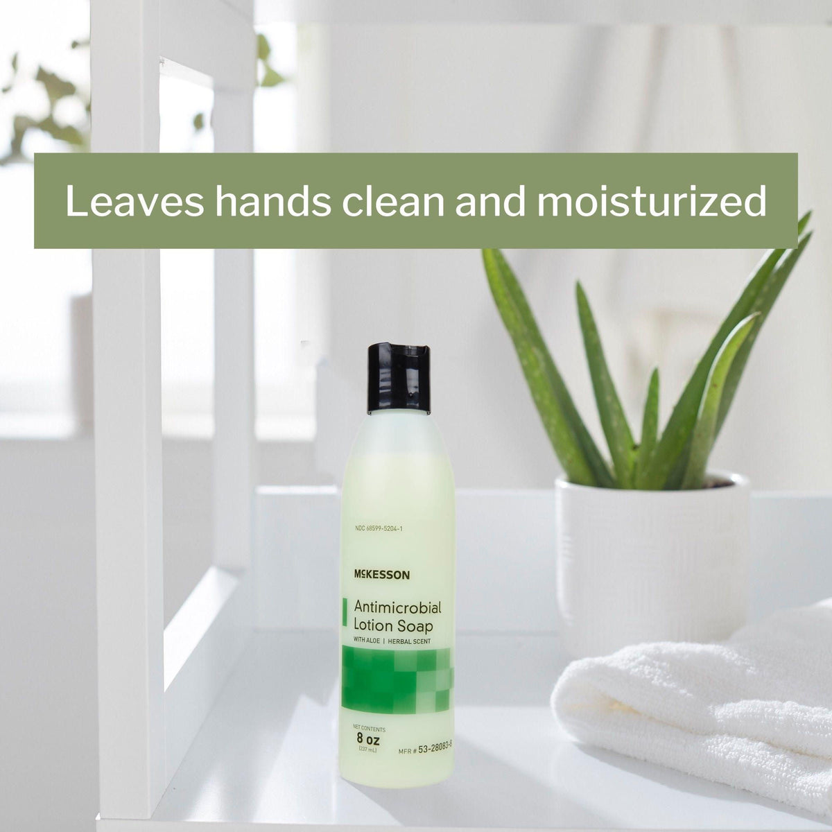 McKesson Antimicrobial Lotion Soap, Herbal Scent, With Aloe, 8-ounce bottle