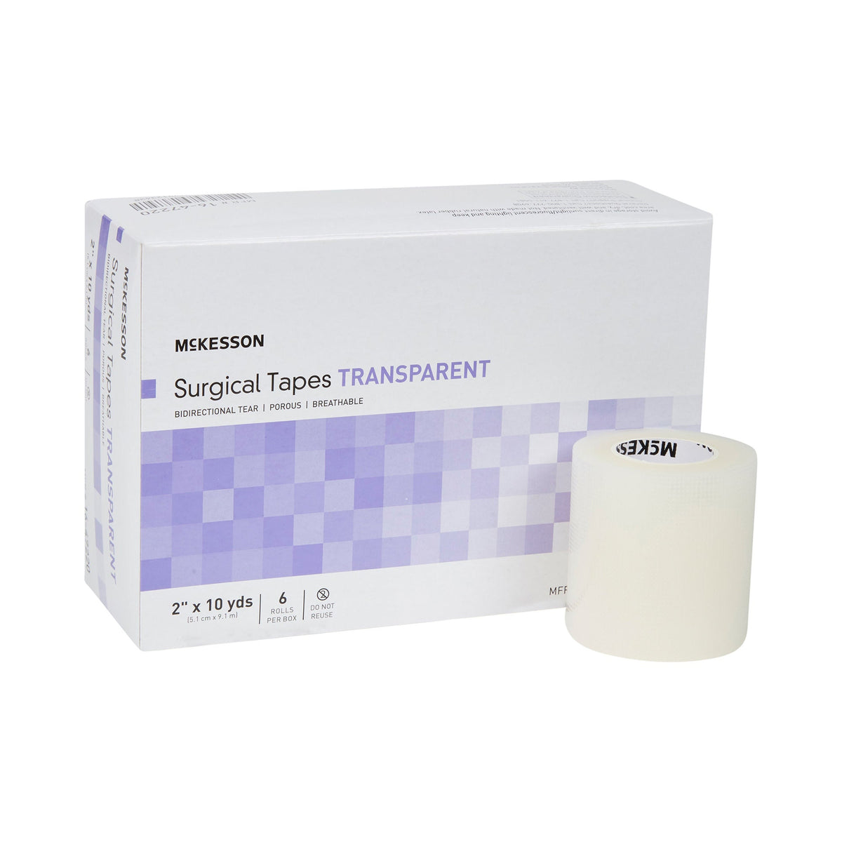 McKesson Plastic Medical Tape, 2 Inch x 10 Yard, Transparent, CS/72