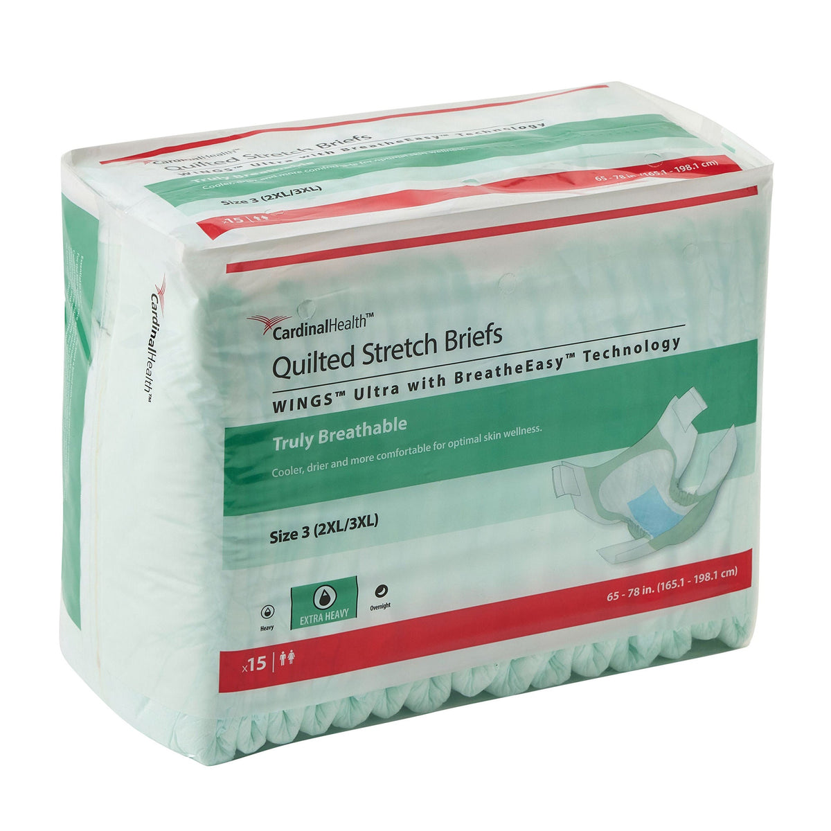 Incontinence Brief Wings™ Ultra Adult Size 3 Unisex Disposable Heavy Absorbency