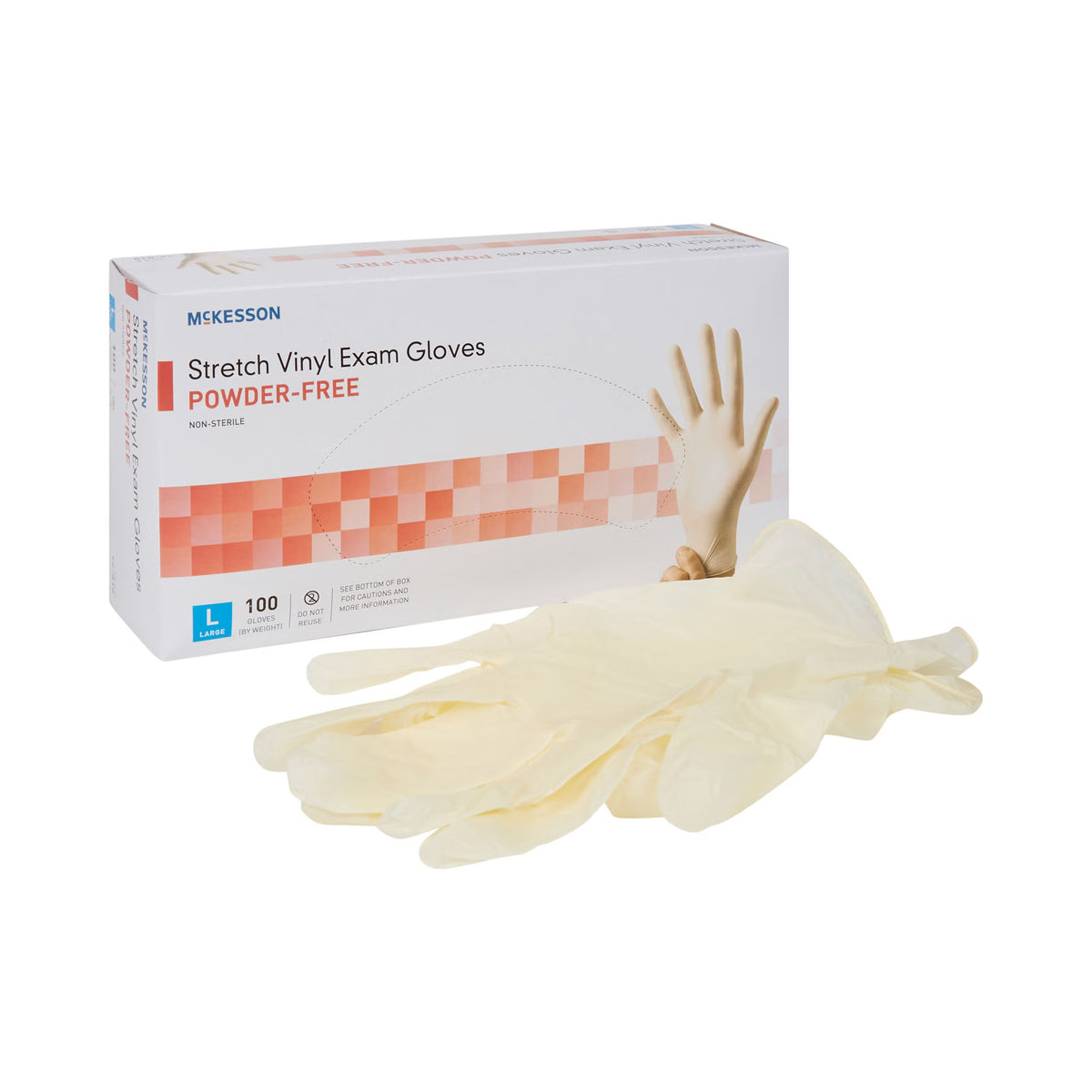 McKesson Stretch Vinyl Exam Glove, Large, Ivory, BX/100