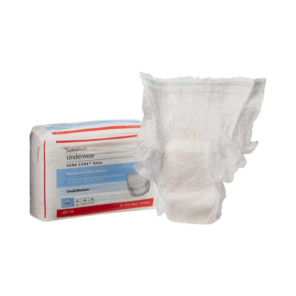 Sure Care™ Extra Moderate Absorbency Incontinence Underwear, Small / Medium, CS/100