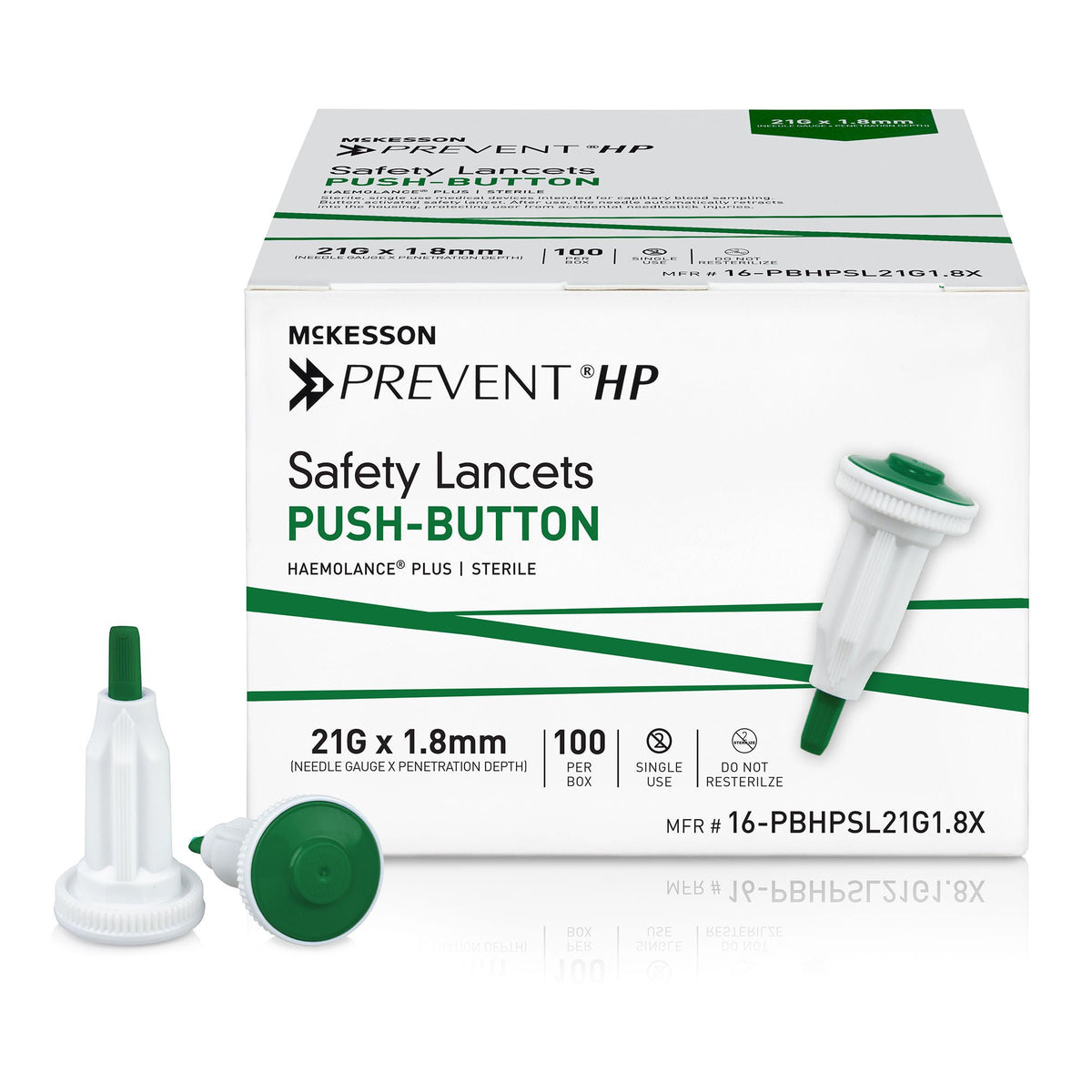 McKesson Prevent® HP Push Button Safety Lancet, 21 Guage, CS/2000