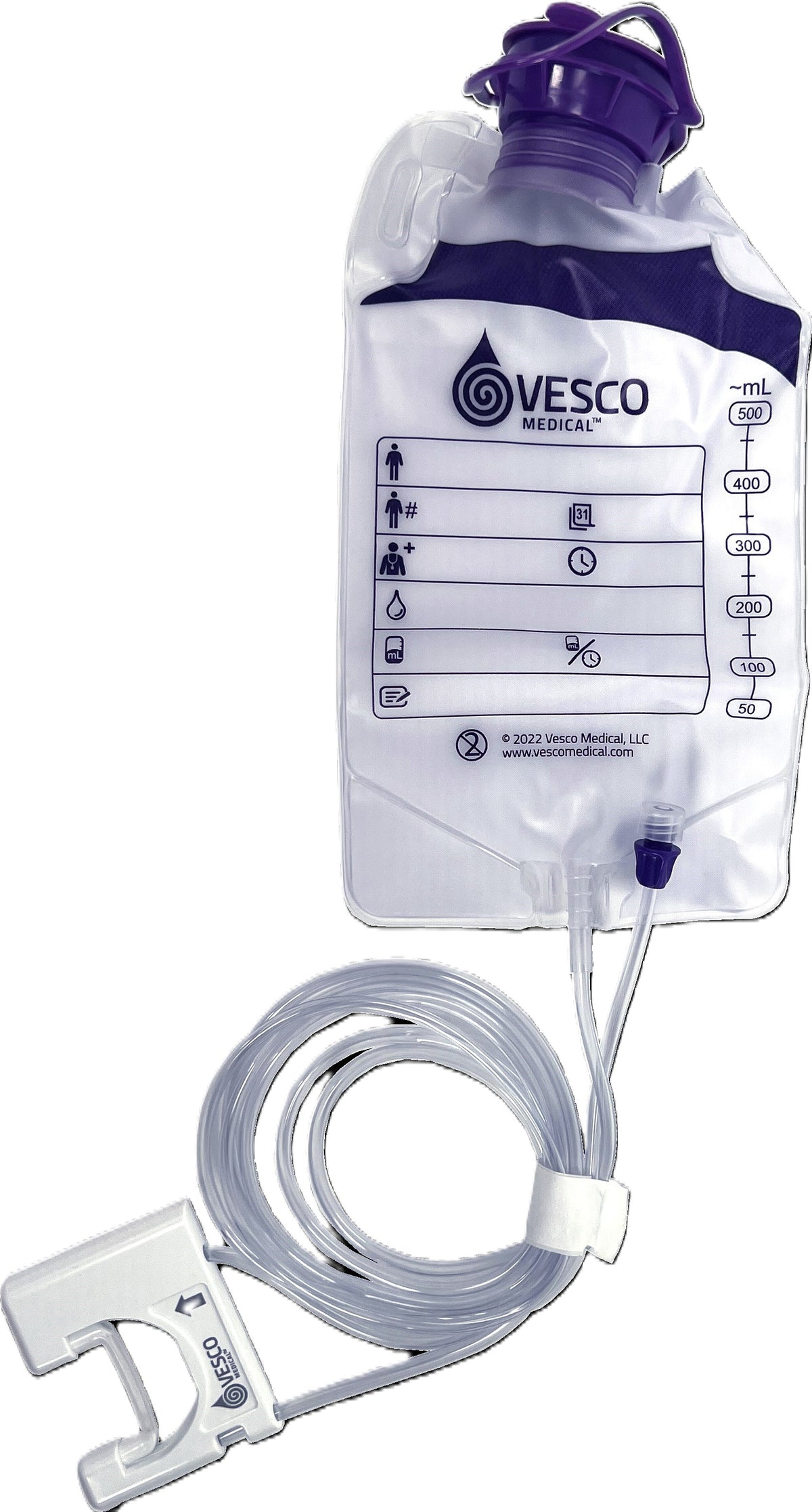 500mL Bag Q Pump Feed Set with ENFit Connector - PVC, EA/1