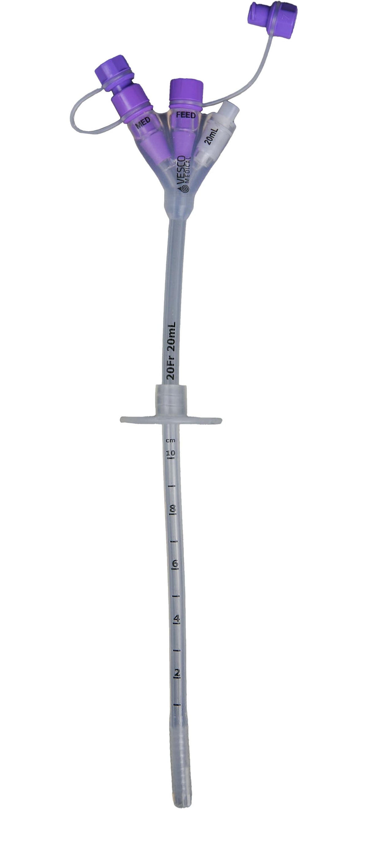 Vesco Medical Gastrostomy Feeding Tube, ENFit, Dual Port, 20 Fr