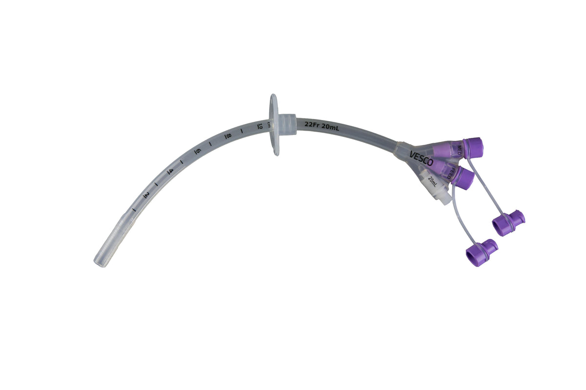 Vesco Medical Gastrostomy Feeding Tube, ENFit, Dual Port, 22 Fr