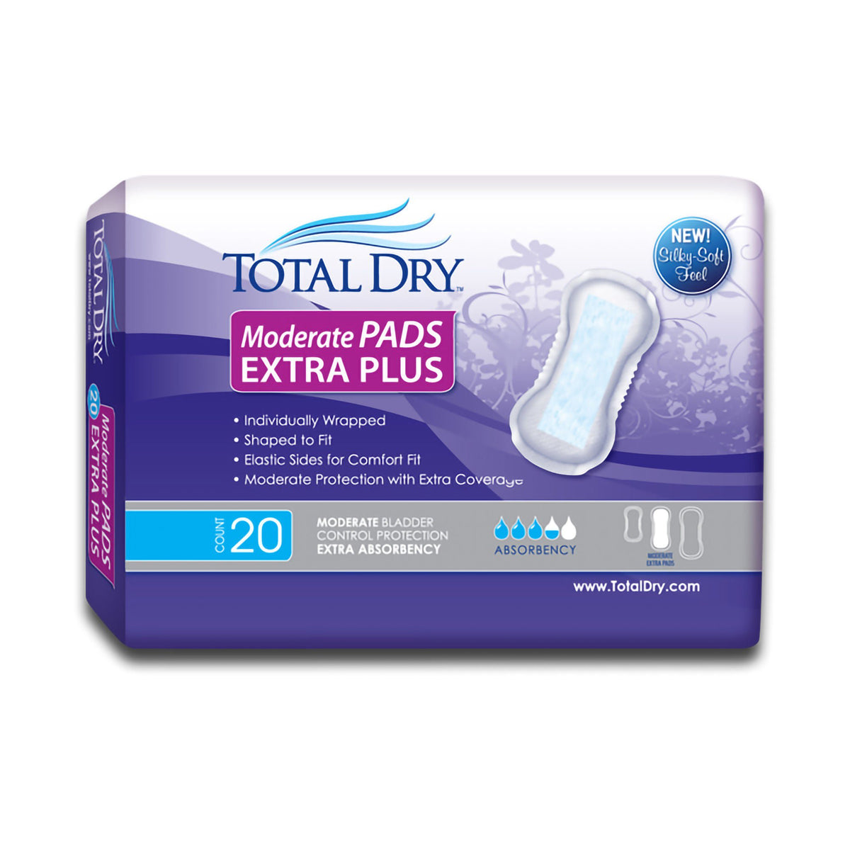 TotalDry™ Moderate Extra Bladder Control Pad, 13¾-Inch Length, BG/20