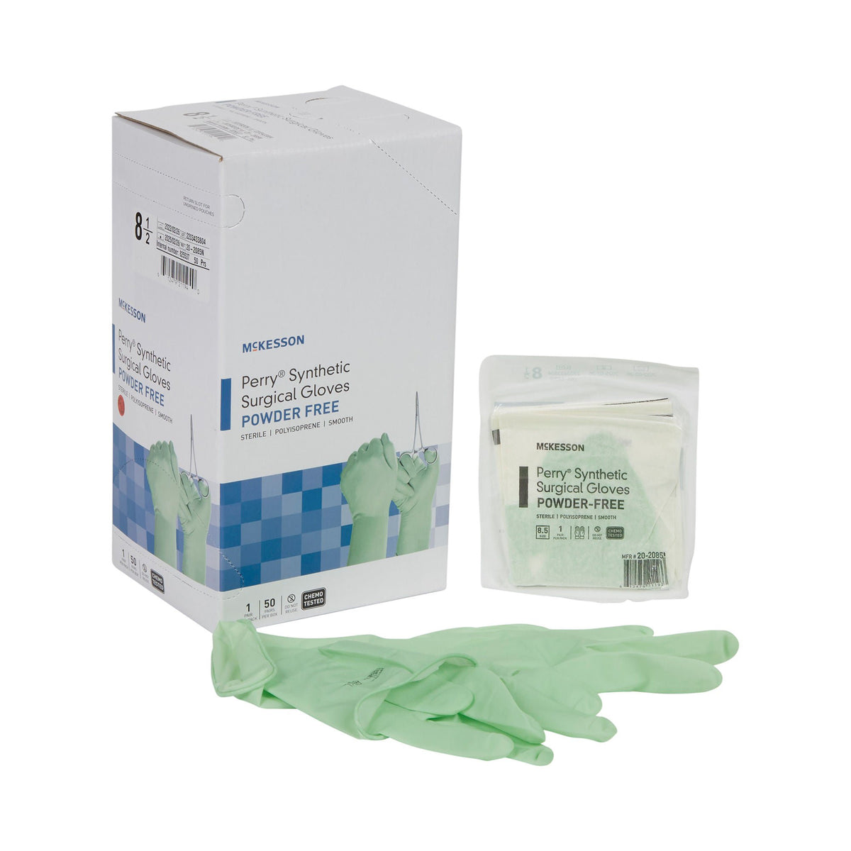 McKesson Perry® Performance Plus Polyisoprene Surgical Glove, Size 8.5, Green, CS/200