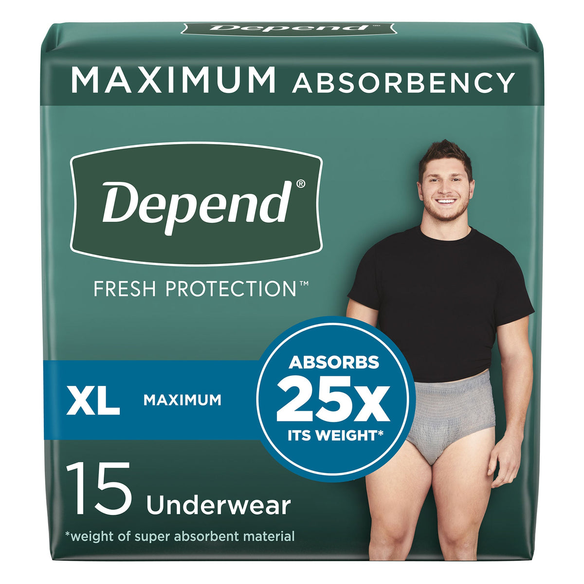 Depend® Fresh Protection™ Men's Maximum Absorbency Underwear, X-Large, CS/30