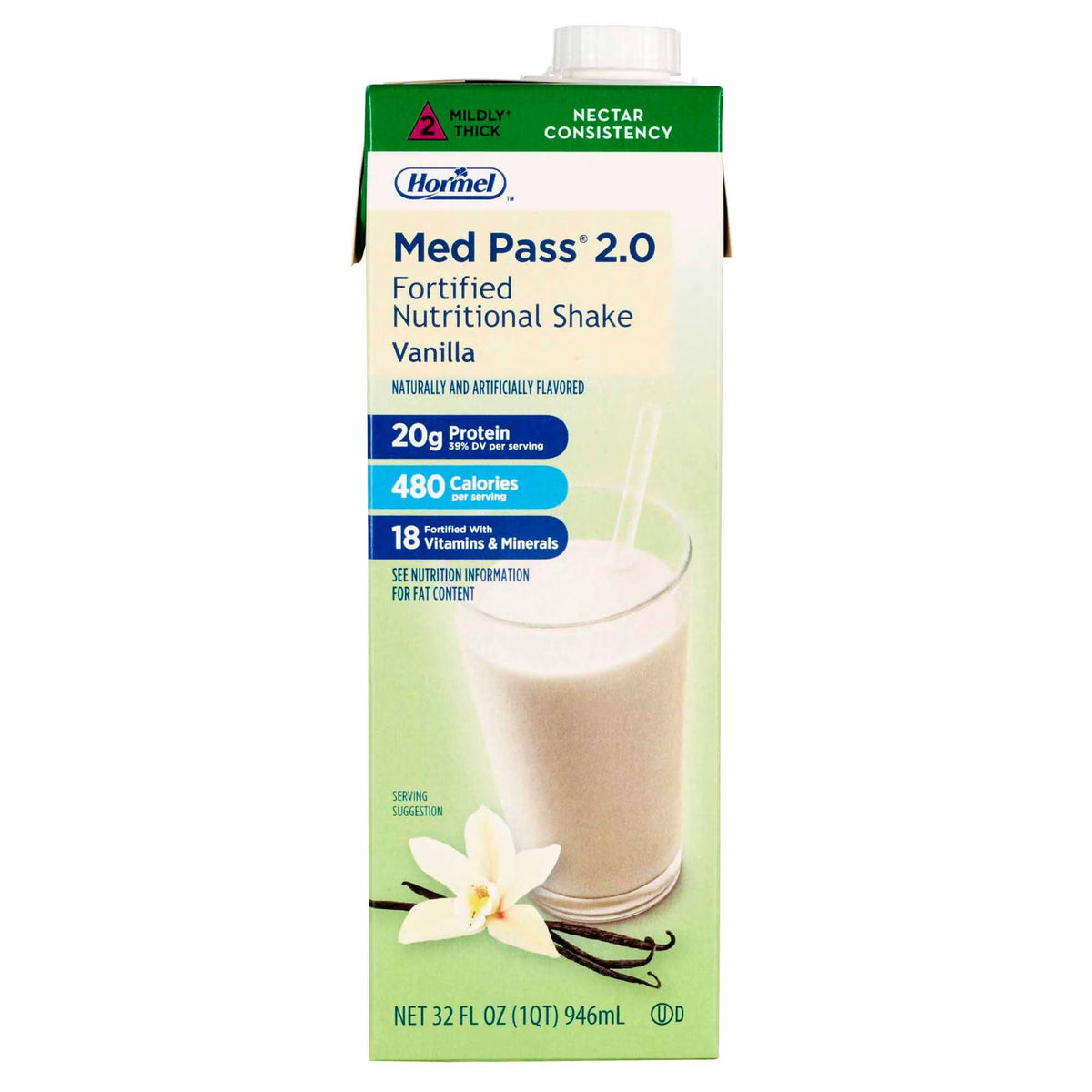 Med Pass® 2.0 Vanilla Fortified Nutritional Shake, 32-ounce Carton, EA/1