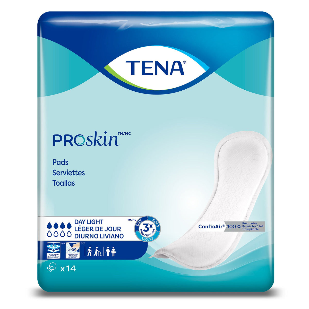 Tena ProSkin™ Day Light Bladder Control Pads, Moderate Absorbency, 13 Inches, CS/84