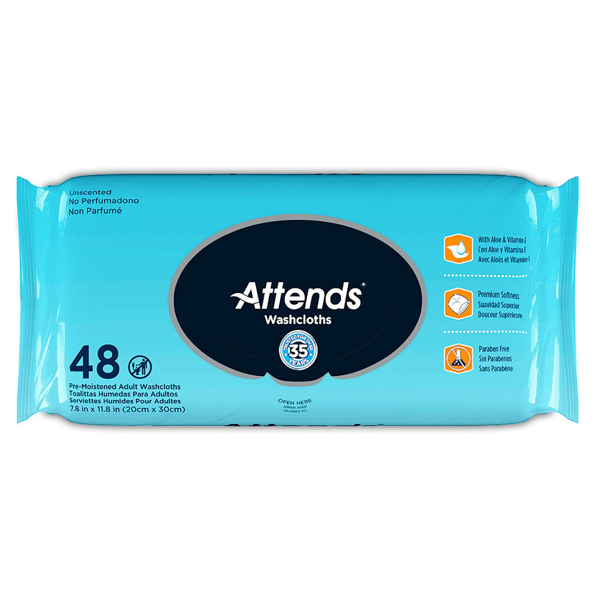 Attends® Unscented Personal Cleansing Wipe, CS/576