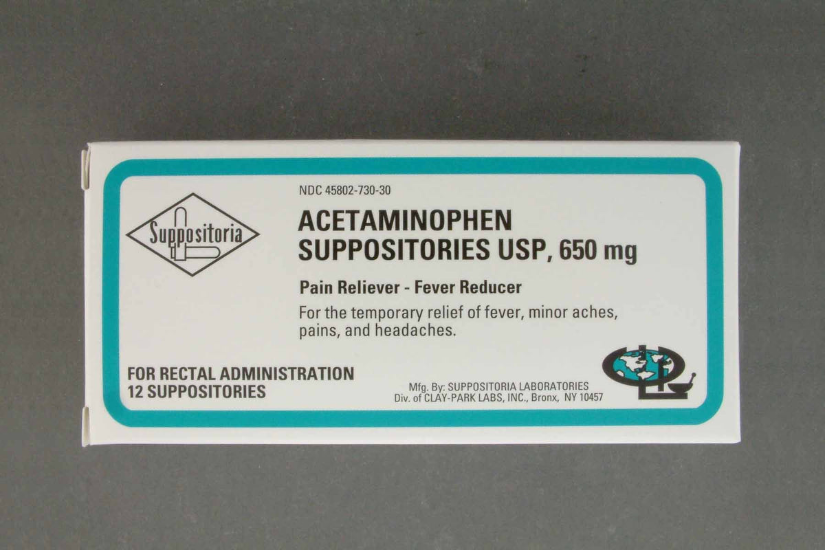 Suppositoria Acetaminophen Pain Relief Rectal Suppositories, BX/12