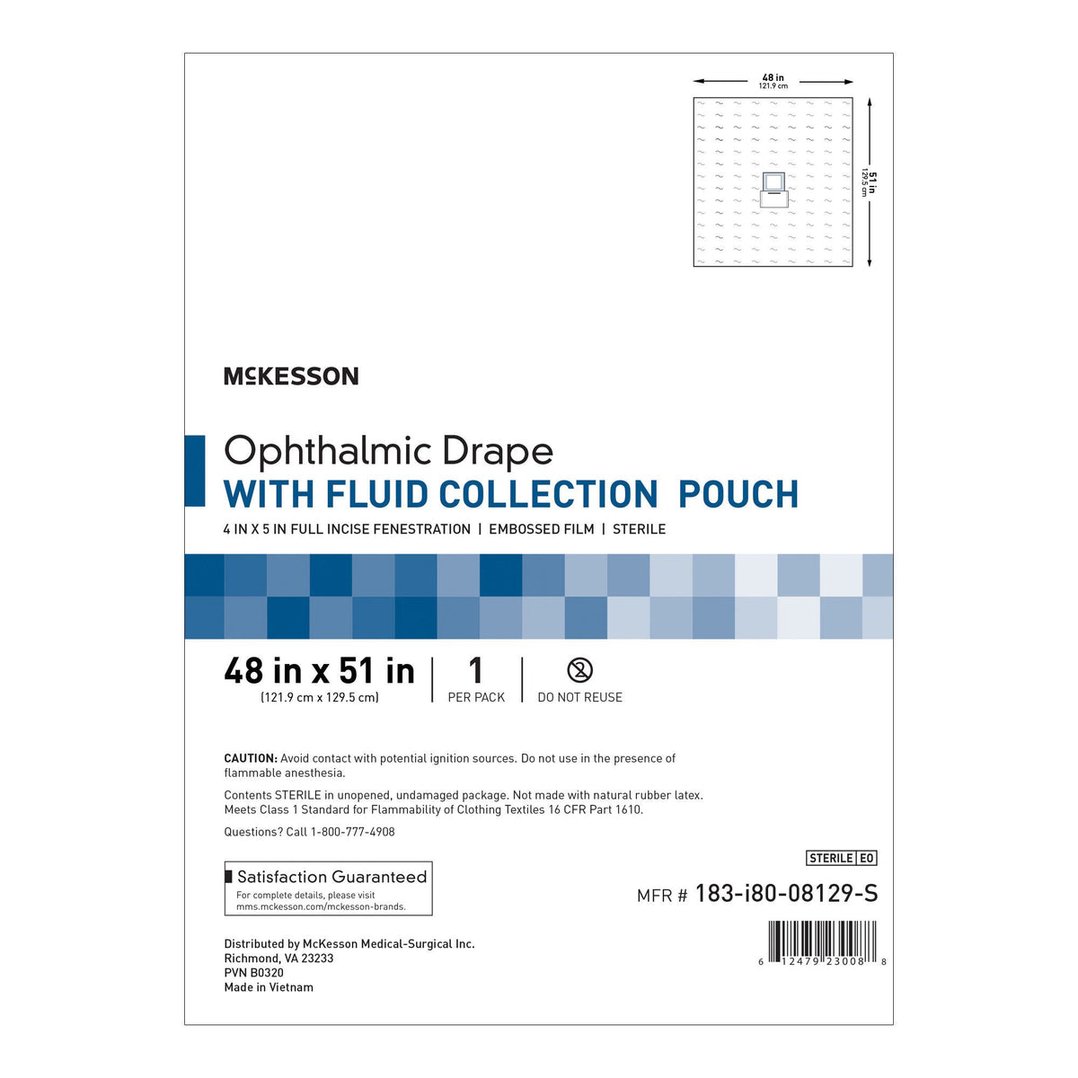McKesson Sterile Surgical Ophthalmic Drape, 48 x 51 Inch, PK/1