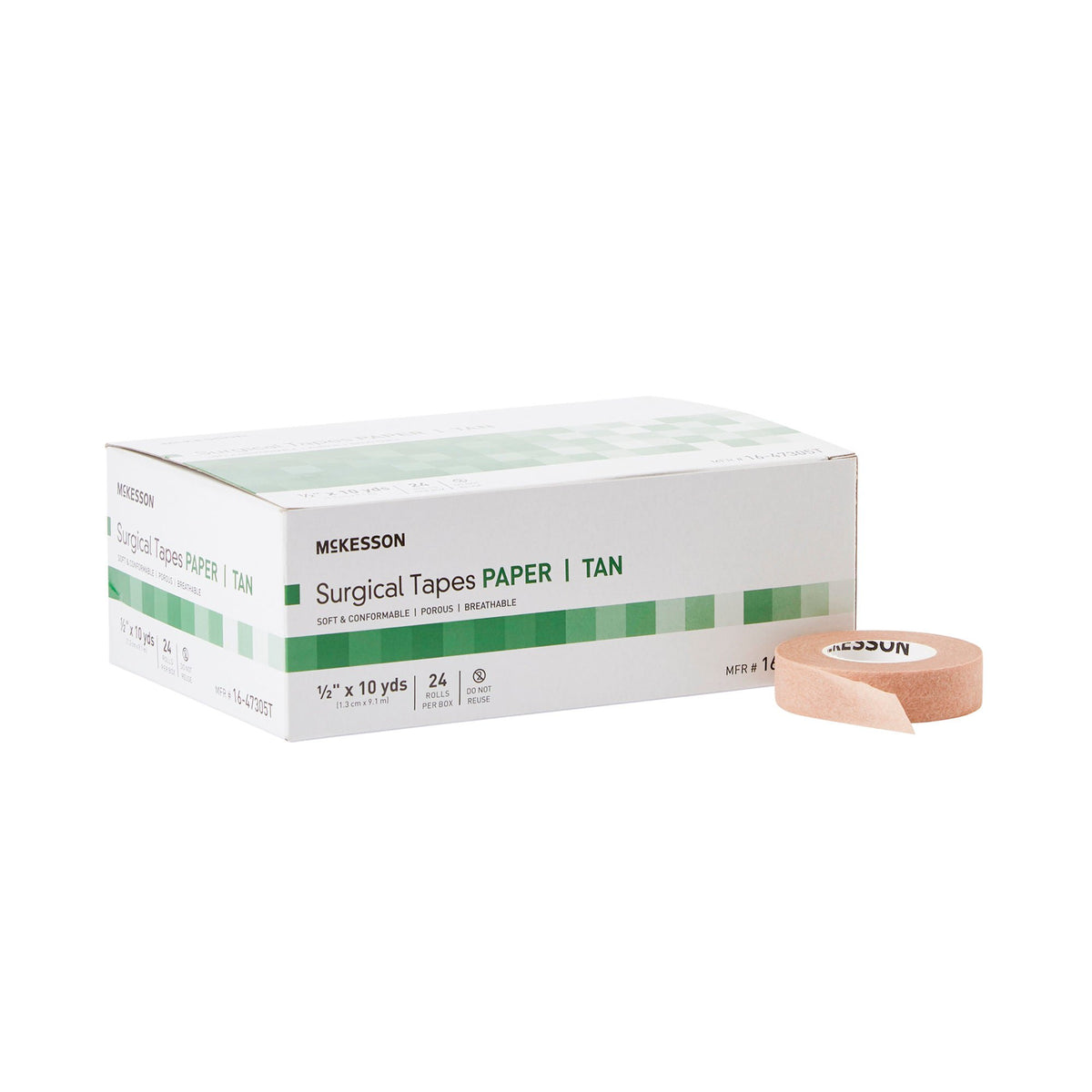 McKesson Paper Medical Tape, 1/2 Inch x 10 Yard, Tan, BX/24
