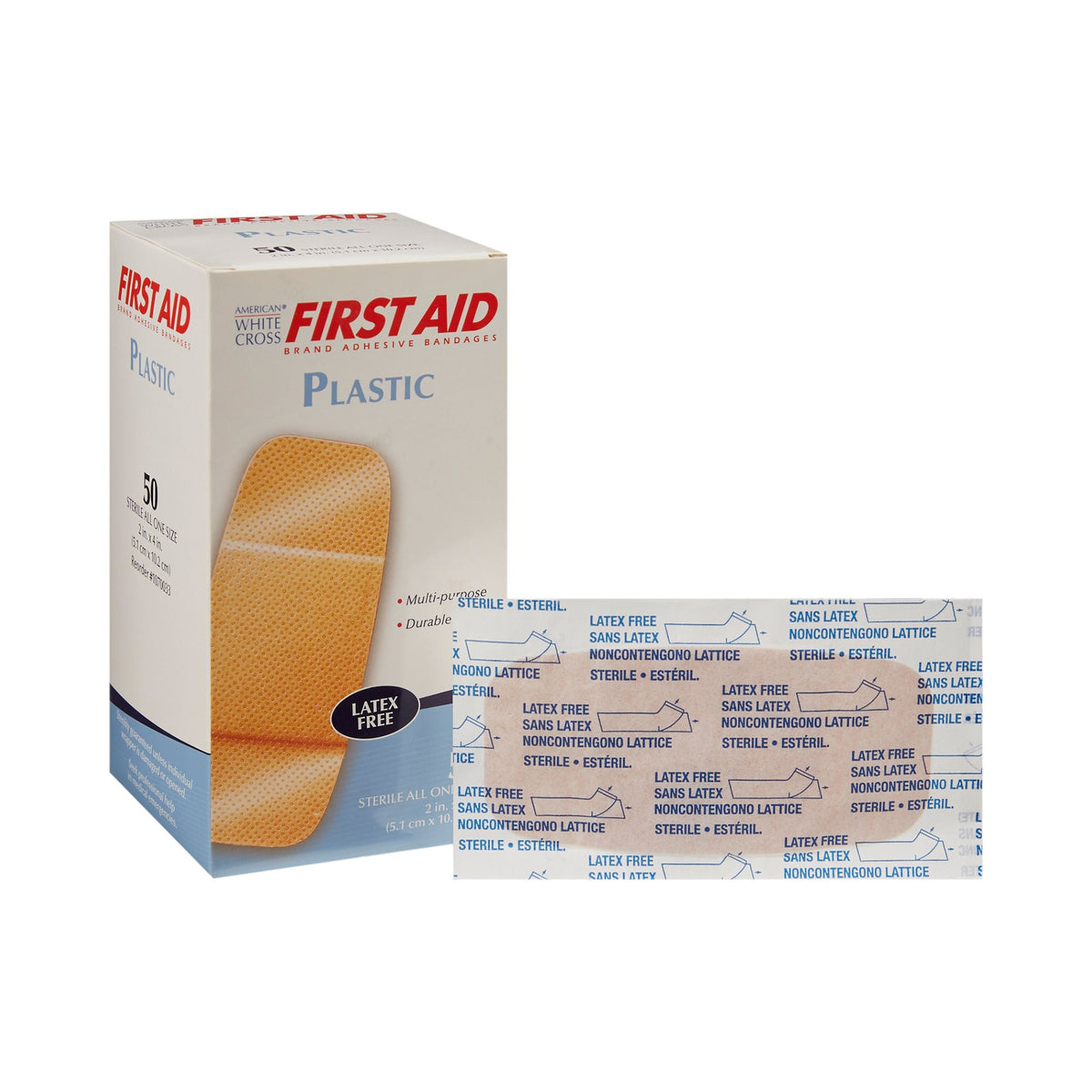 American® White Cross First Aid Adhesive Strip, 2 x 4 Inch, BX/50