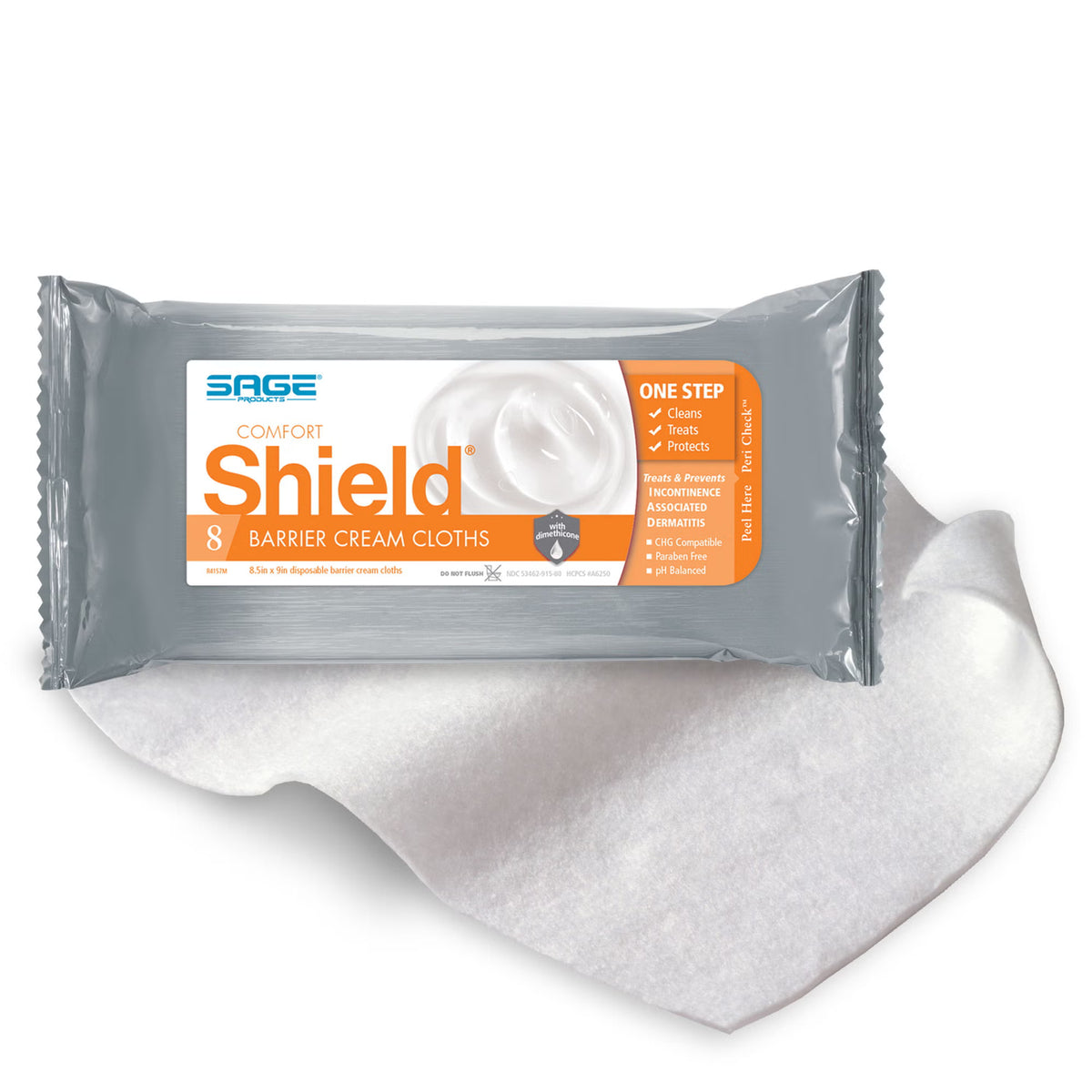 Shield® Barrier Cream Cloths, Soft Pack, PK/8