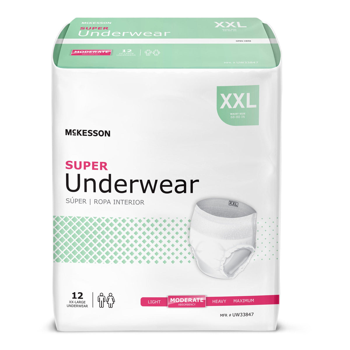 McKesson Super Moderate Absorbency Incontinence Underwear, 2X-Large, BG/12