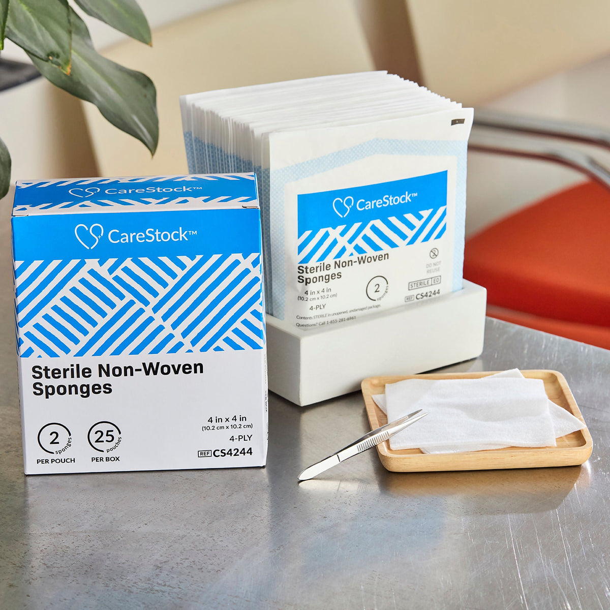 CareStock™ Sterile Nonwoven Sponge, 4 x 4 Inch, 4-Ply