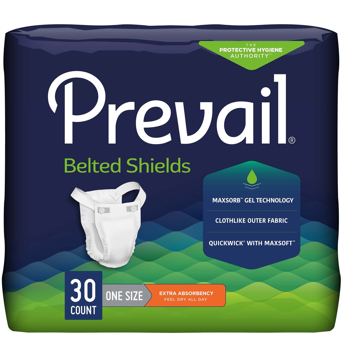 Prevail® Belted Shields Incontinence Belted Undergarment, One Size Fits Most, BG/30