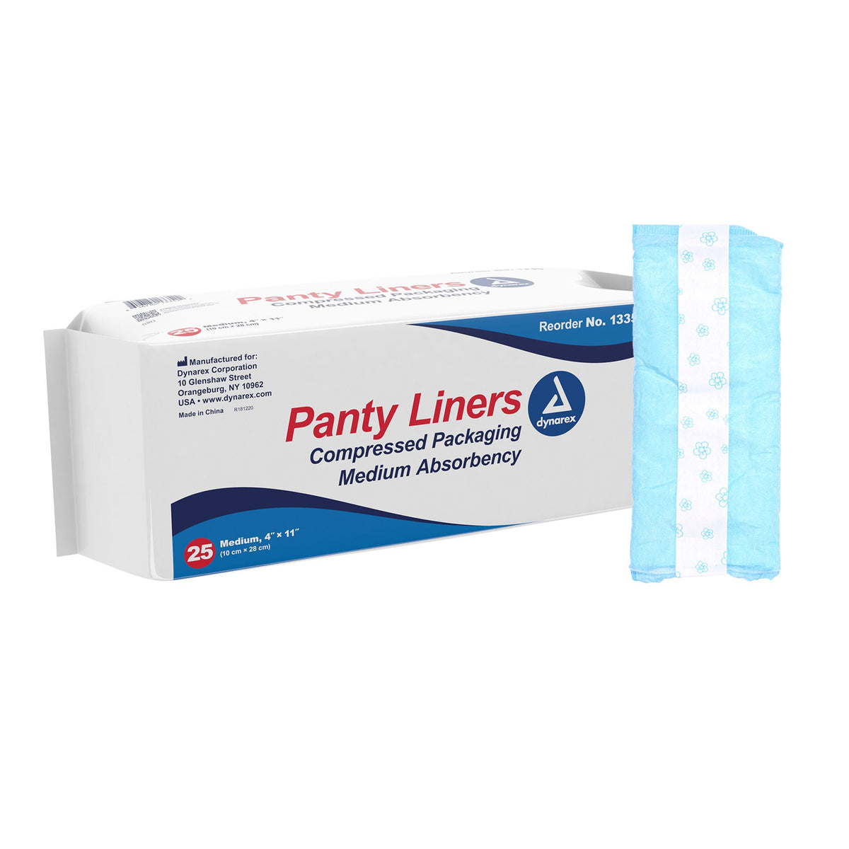 Dynarex® Medium Absorbency Bladder Control Pad, 4 x 11 Inch, PK/25