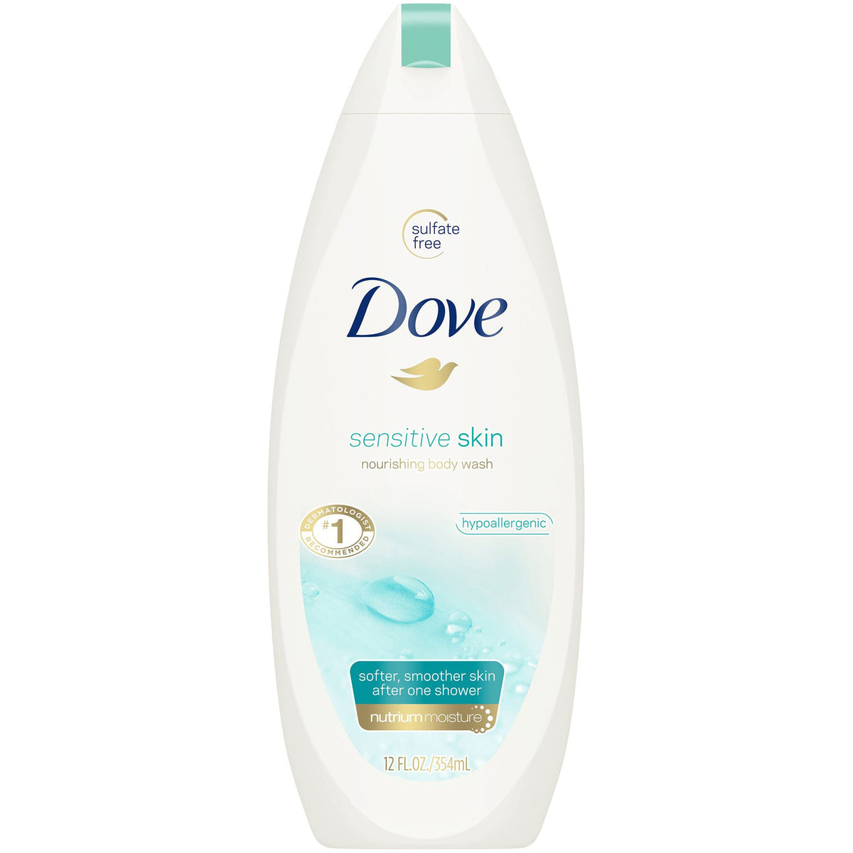 Dove® Sensitive Skin Body Wash, Unscented, 12-ounce Bottle, EA/1