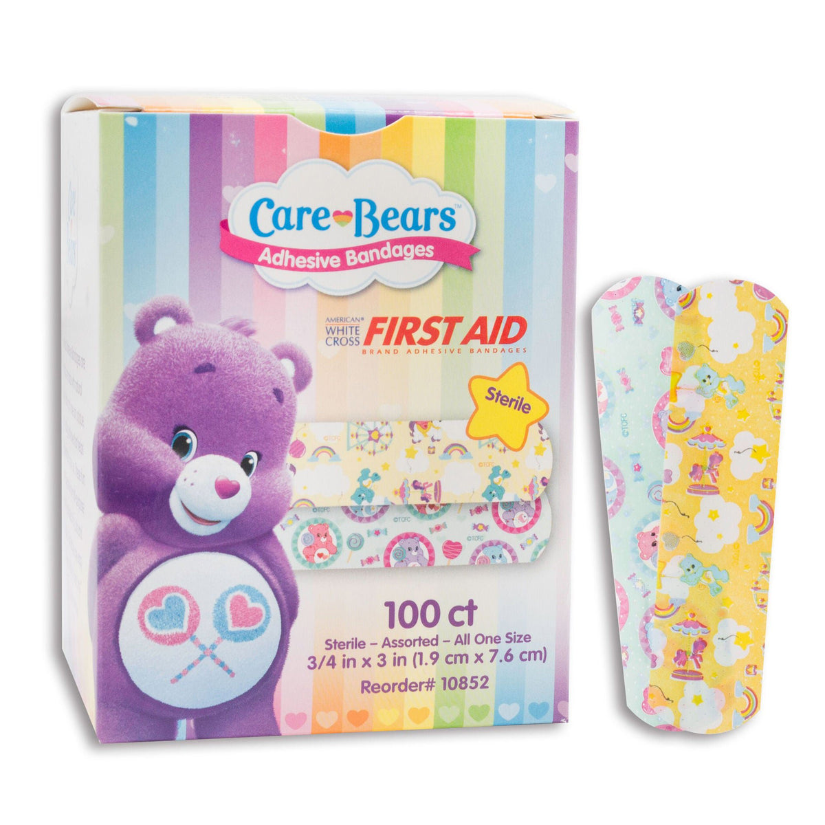 American® White Cross Stat Strip® Kid Design Care Bears™ Adhesive Strips, BX/100