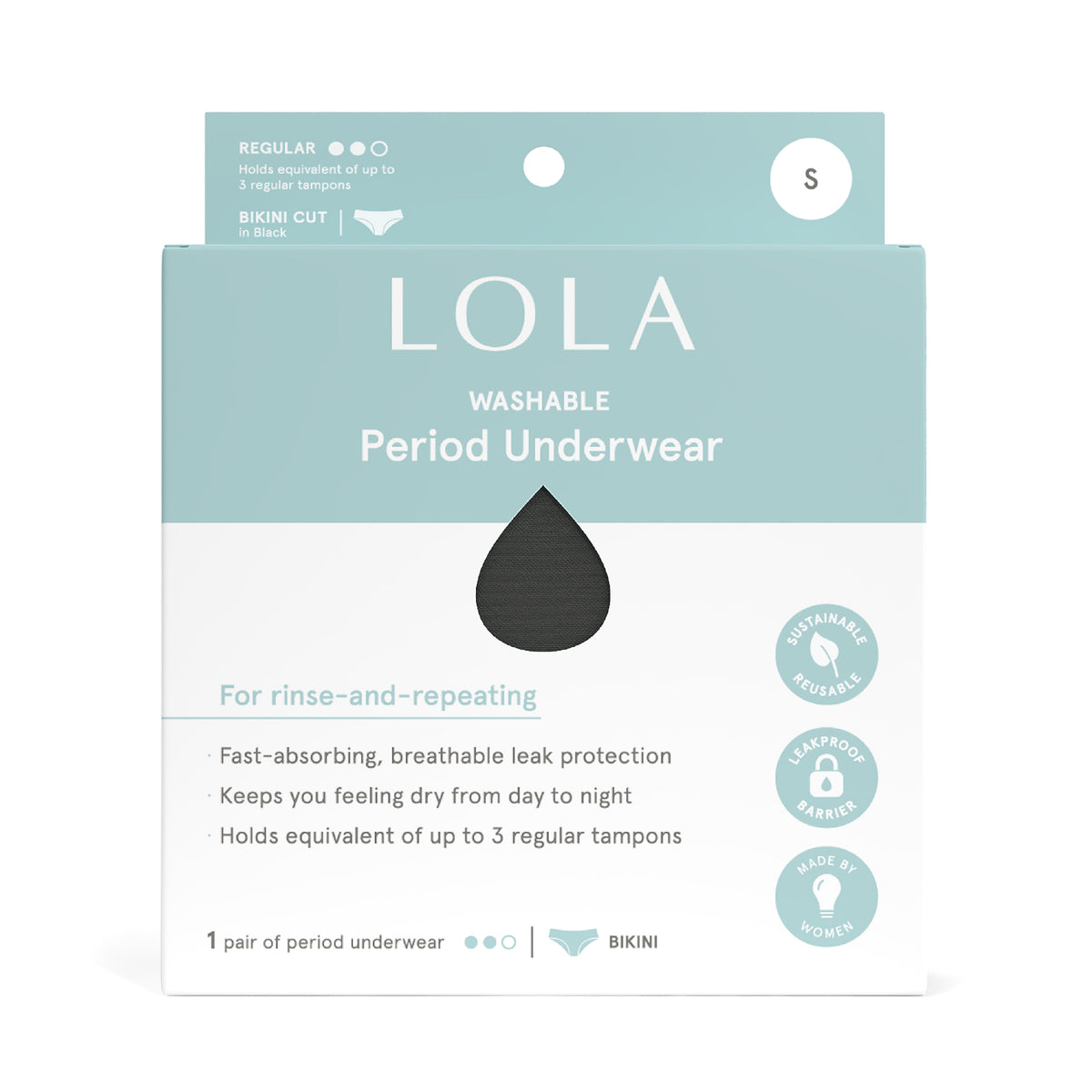 LOLA Washable Period Underwear, Size Small