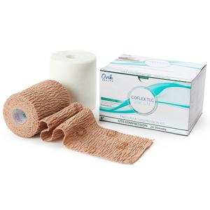 CoFlex Unna Boot Zinc Cohesive Bandage Kit, Two-Layer Compression with Medicated Foam, Tan/White, 3" x 7 yd
