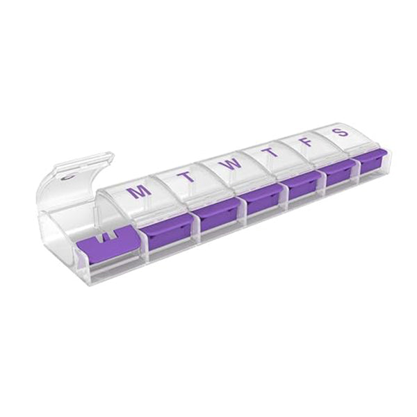 7-Day Push Button Pill Reminder 2" x 5-5/8" Medium