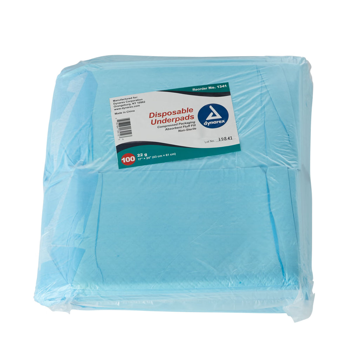 Dynarex® Absorbent Fluff Fill Underpad, 17 x 24 Inch, BG/100