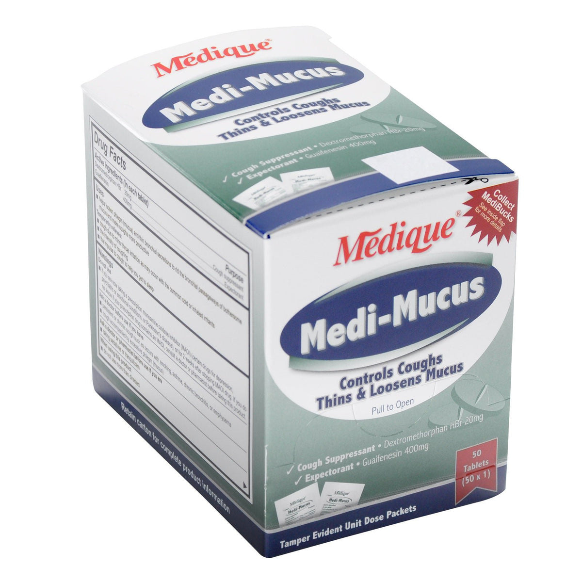 Medique® Medi-Mucus Cough Suppressant and Expectorant Cold & Cough Relief Tablet, BX/50