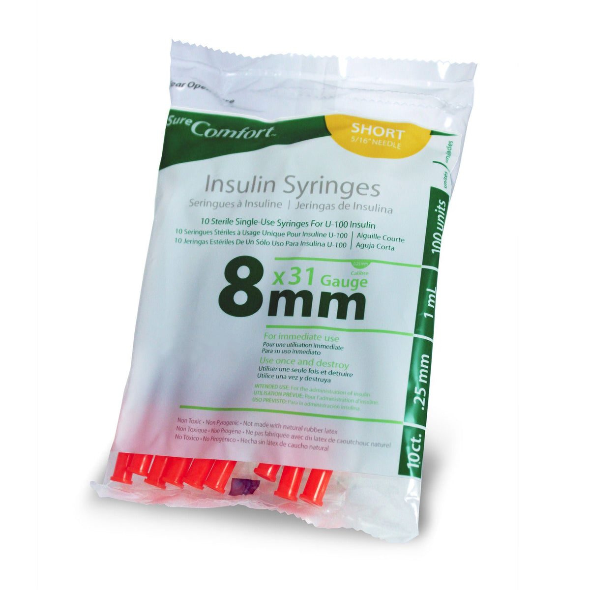 SYRINGE, INSULIN SURECOMFORT 1ML 31GX5/16" (5BX/CS), BX/100