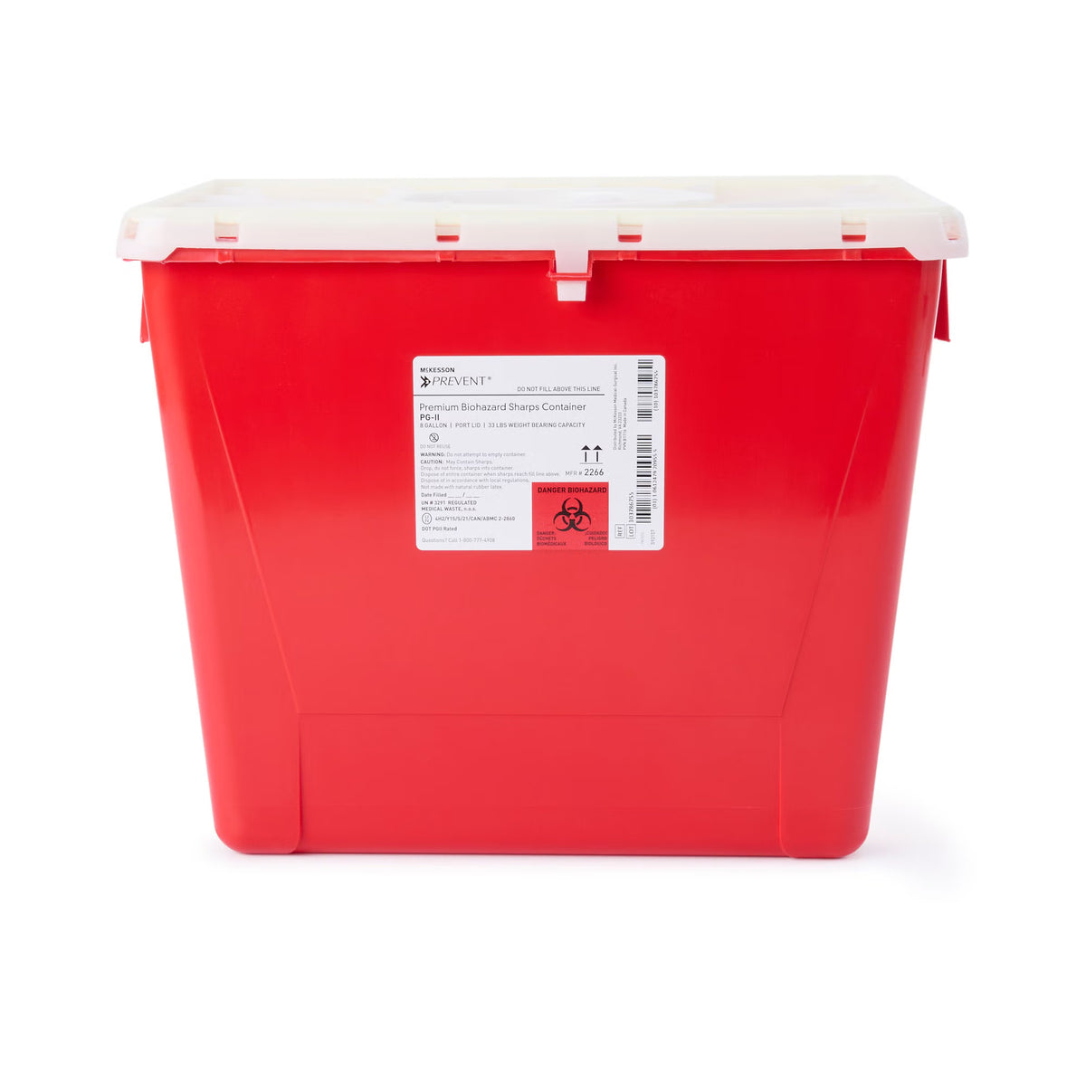 McKesson Prevent® Sharps Container, 8 Gallon, 13-1/2 x 17-3/10 x 13 Inch, CS/9