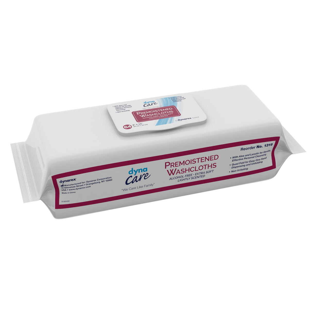 dynarex® Personal Cleansing Wipe, Unscented, CS/8